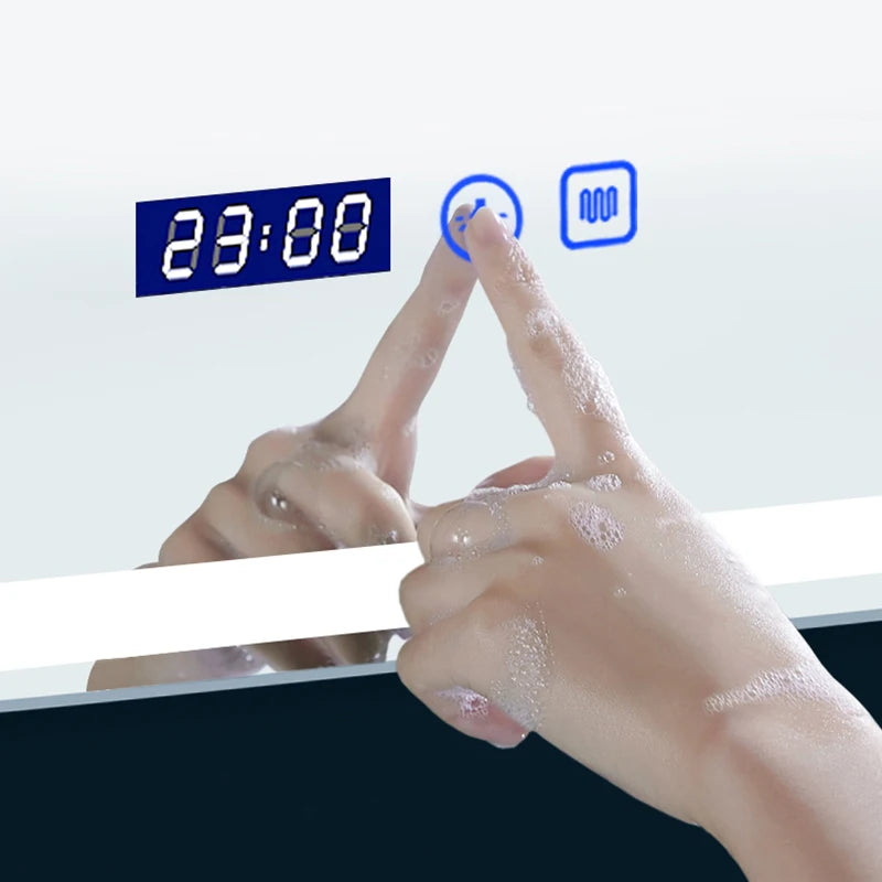 Upright Irregular Bathroom Mirror Smart 3 Color Adjustable LED Multifunction LIght With Bluetooth Speaker For Hotel Cloakroom