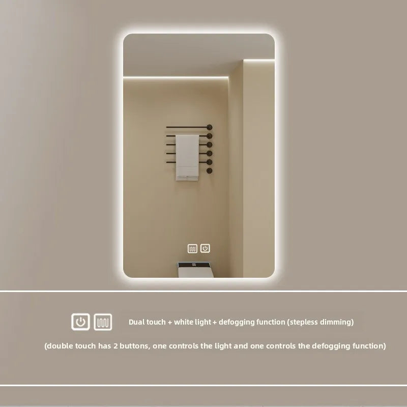 New Smart Mirror Wall Hanging LED High Definition Induction Anti-fog Bathroom Mirror Touch Screen 23.5 * 15.5 Inches Vanity