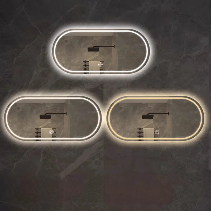 Room Decoration Oval Smart Bathroom Mirror Hotel Toilet Mirror LED Lighted Bathroom Mirror Wall Mounted Smart Decorative Mirrors