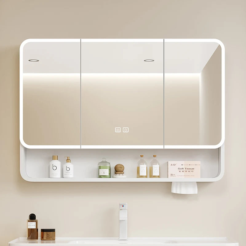 Luxury Mirror Bathroom Cabinet Organizer Storage Partitions Medicine Cupboard Disinfecting Space Saver Gabinete Home Furniture