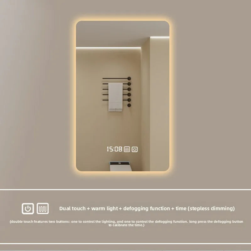New Smart Mirror Wall Hanging LED High Definition Induction Anti-fog Bathroom Mirror Touch Screen 23.5 * 15.5 Inches Vanity