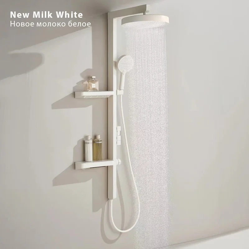 Luxury Bathroom Smart Rainfall Shower System Wall Mounted LED Digital Display Temperature Mixer Waterfall Rain Shower Faucet Set