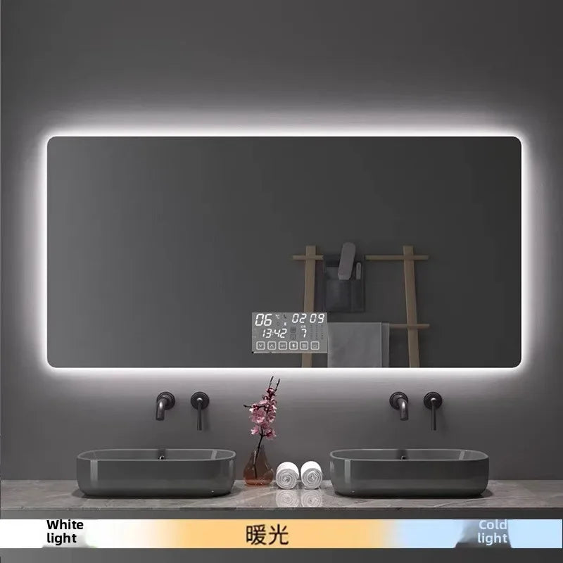 Multifunctional Square Smart Mirror Bathroom Defogging Bathroom Mirror Wall-mounted Cosmetic Mirror with Lamp Smart Mirror