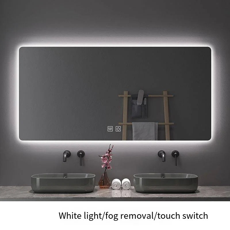 Square Smart Hotel Bedroom Defogging Decorative Mirror LED Bathroom Mirror 3 Color Adjustable Backlight，Customizable size