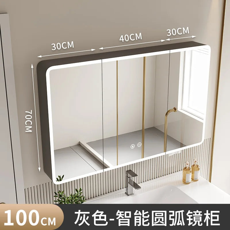 Luxury Mirror Bathroom Cabinet Organizer Storage Partitions Medicine Cupboard Disinfecting Space Saver Gabinete Home Furniture