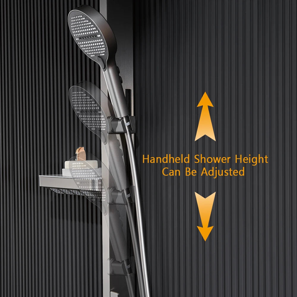 Luxury Bathroom Smart Rainfall Shower System Wall Mounted LED Digital Display Temperature Mixer Waterfall Rain Shower Faucet Set