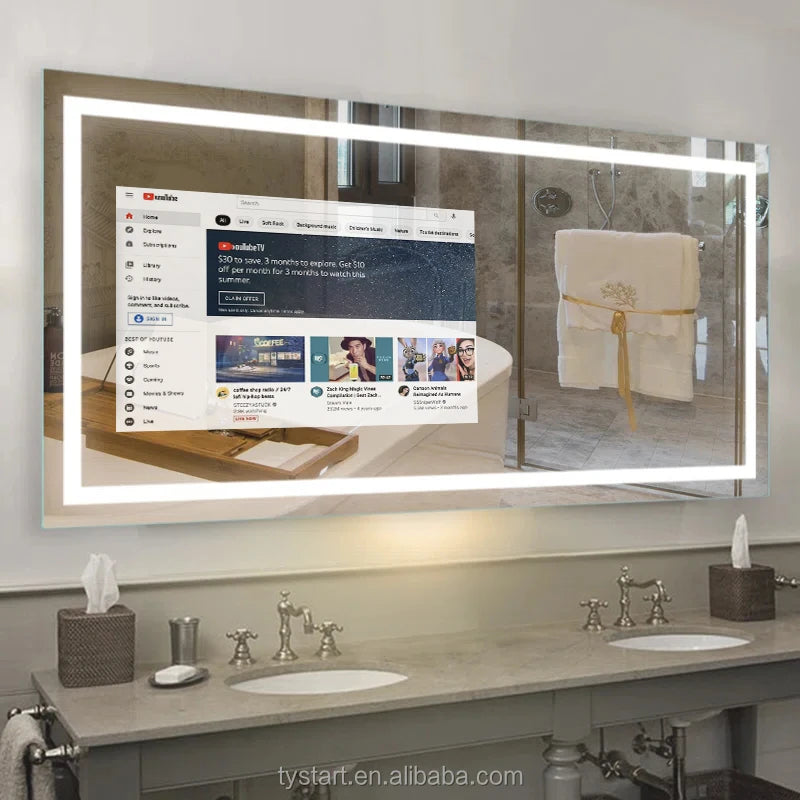 Hotel Bathroom Full Function Smart Android Tv Mirror Bath Gym Smart Led Bathroom Mirror with Touch Screen Magic Smart Mirror