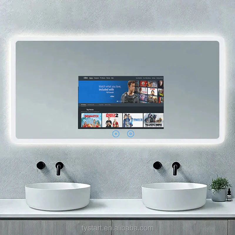 Smart Mirror for Hotel & Home Touch Screen Android TV with WIFI Apps Backlit Light for Bedroom & Living Room Use