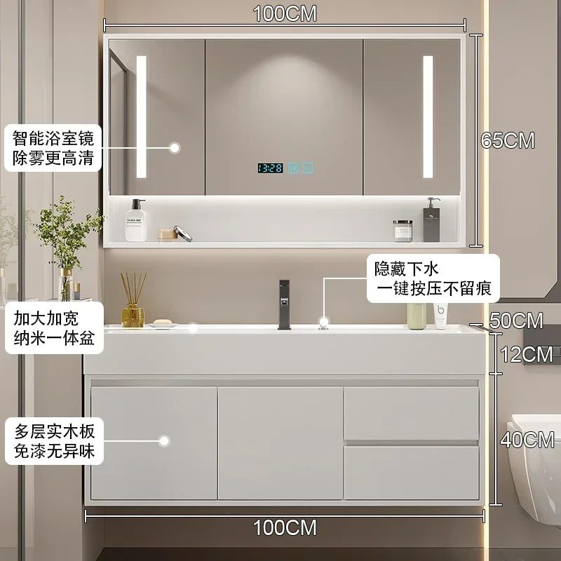Makeup Luxury Bathroom Cabinet Rack Storage Mirror Vanity Bathroom Cabinet Shower Organizer Ergonomic Vestidores Hotel Furniture