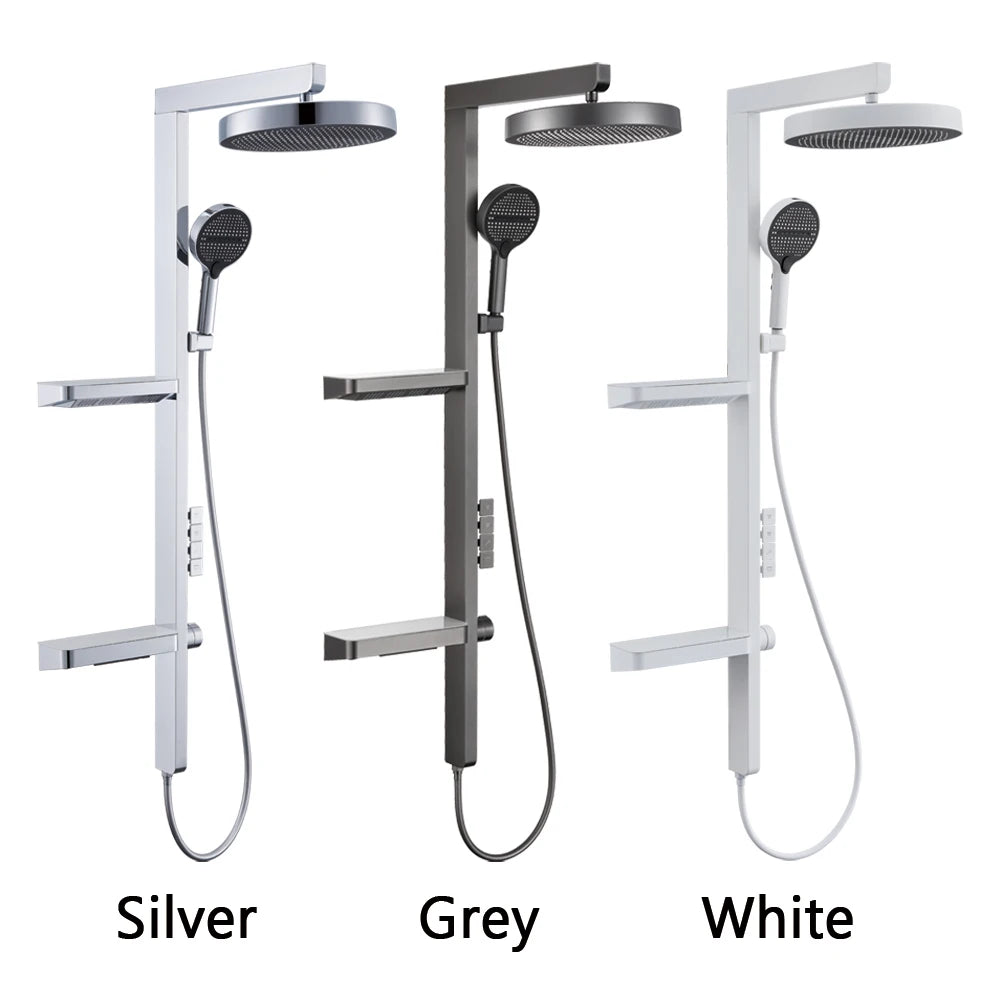 Luxury Bathroom Smart Rainfall Shower System Wall Mounted LED Digital Display Temperature Mixer Waterfall Rain Shower Faucet Set