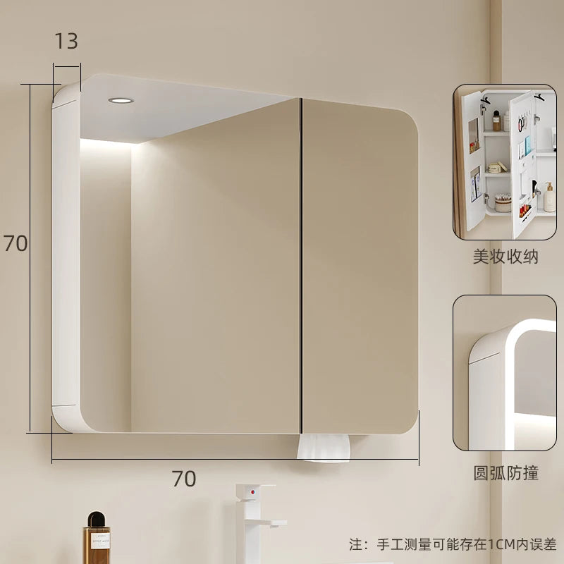 Luxury Mirror Bathroom Cabinet Organizer Storage Partitions Medicine Cupboard Disinfecting Space Saver Gabinete Home Furniture