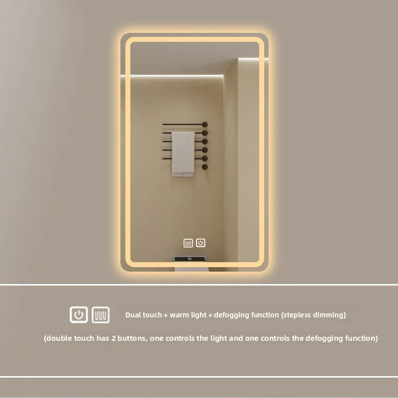New Smart Mirror Wall Hanging LED High Definition Induction Anti-fog Bathroom Mirror Touch Screen 23.5 * 15.5 Inches Vanity