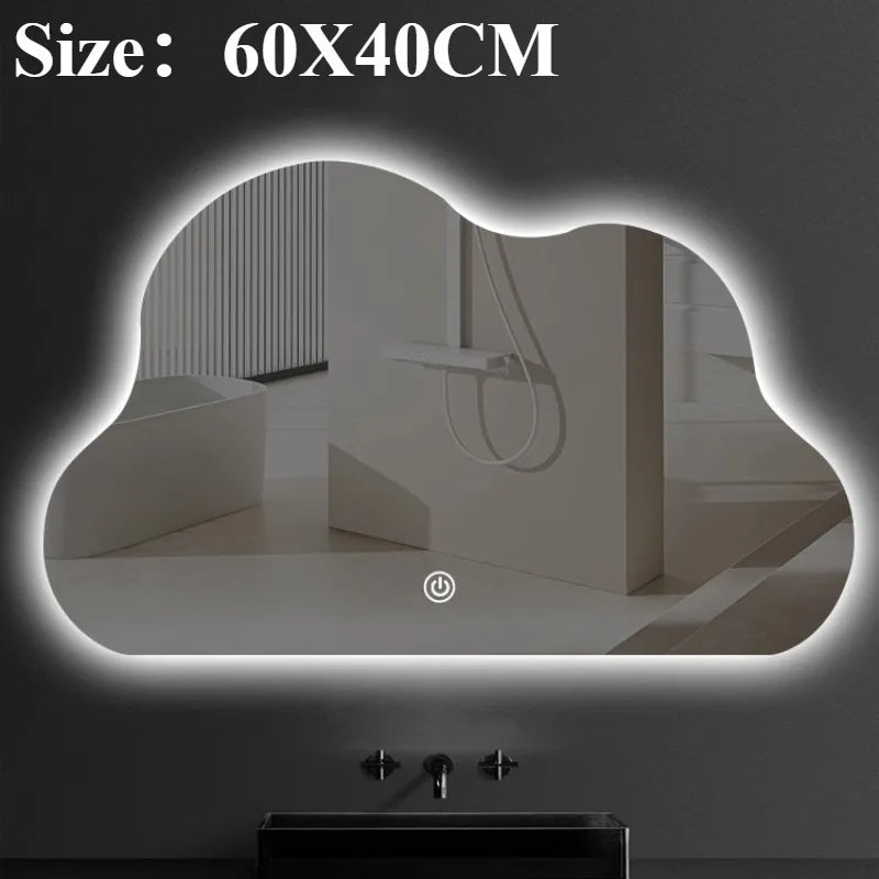 Wall Mount Decorative Mirrors Cloud Glass Mirrors for Makeup Dressing Table Mirror with Led Lighting Bathrooms Decorations