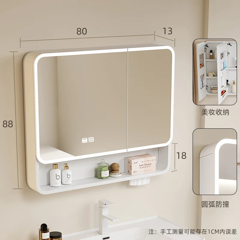 Luxury Mirror Bathroom Cabinet Organizer Storage Partitions Medicine Cupboard Disinfecting Space Saver Gabinete Home Furniture
