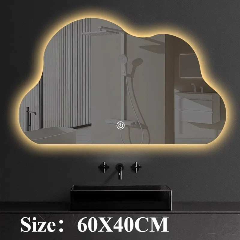 Wall Mount Decorative Mirrors Cloud Glass Mirrors for Makeup Dressing Table Mirror with Led Lighting Bathrooms Decorations