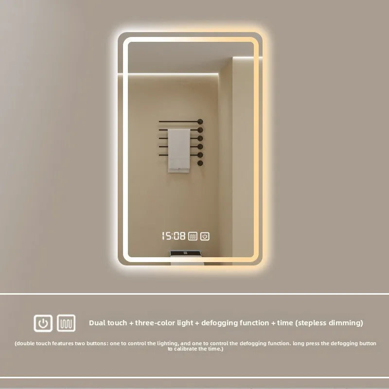 New Smart Mirror Wall Hanging LED High Definition Induction Anti-fog Bathroom Mirror Touch Screen 23.5 * 15.5 Inches Vanity