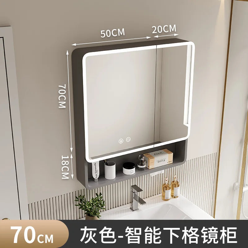 Luxury Mirror Bathroom Cabinet Organizer Storage Partitions Medicine Cupboard Disinfecting Space Saver Gabinete Home Furniture