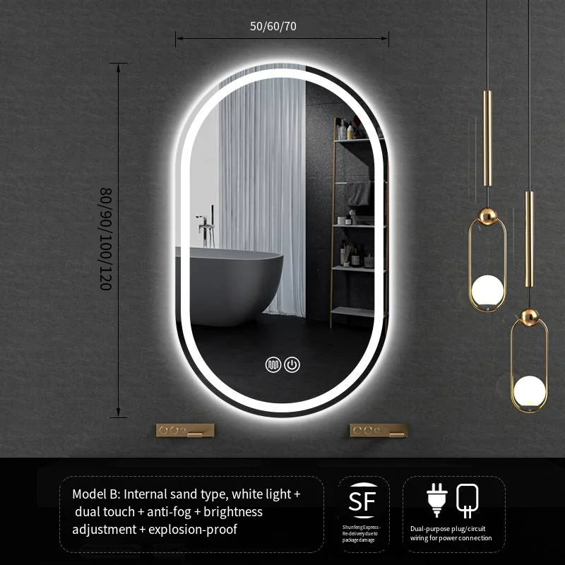 Lighted LED Bathroom Mirror,Wall Mounted Dimmable 3 Colors Makeup Mirror with Bright Back Lit - Smart Mirror Anti Fog with Touch
