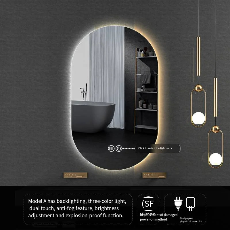 Lighted LED Bathroom Mirror,Wall Mounted Dimmable 3 Colors Makeup Mirror with Bright Back Lit - Smart Mirror Anti Fog with Touch