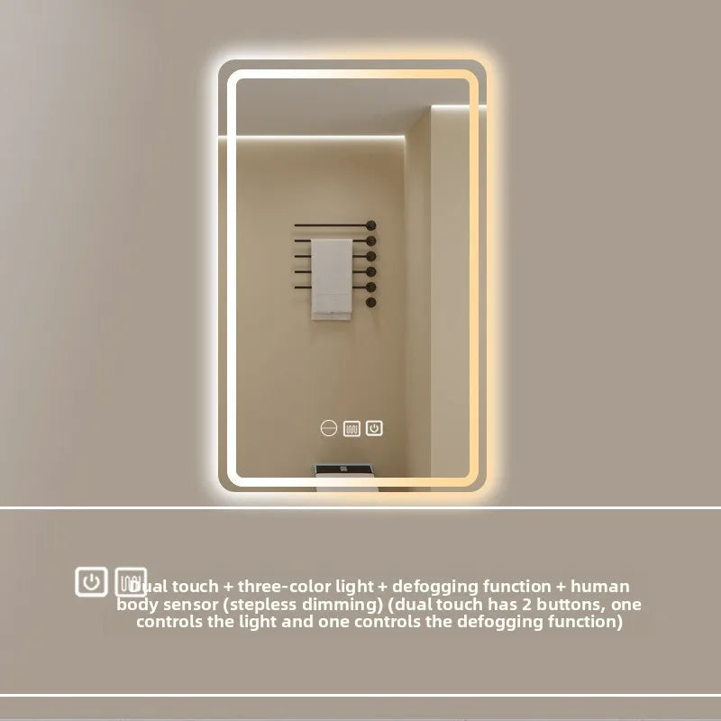 New Smart Mirror Wall Hanging LED High Definition Induction Anti-fog Bathroom Mirror Touch Screen 23.5 * 15.5 Inches Vanity