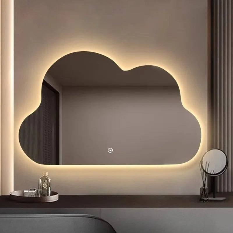 Wall Mount Decorative Mirrors Cloud Glass Mirrors for Makeup Dressing Table Mirror with Led Lighting Bathrooms Decorations