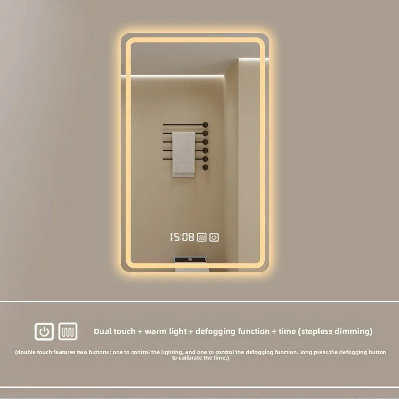 New Smart Mirror Wall Hanging LED High Definition Induction Anti-fog Bathroom Mirror Touch Screen 23.5 * 15.5 Inches Vanity