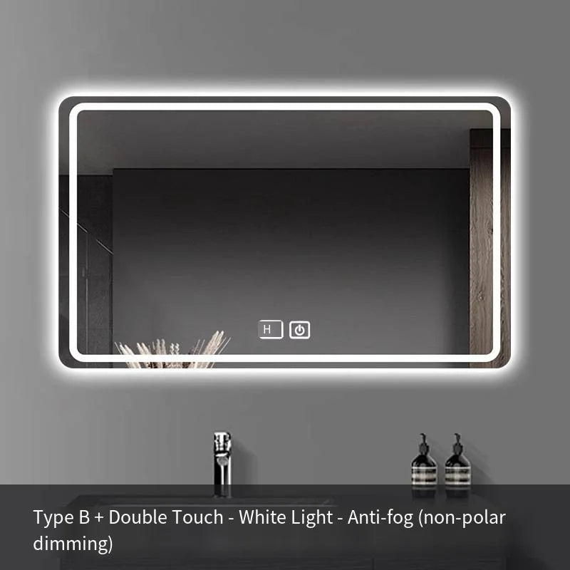 Square Smart Hotel Bedroom Defogging Decorative Mirror LED Bathroom Mirror 3 Color Adjustable Backlight，Customizable size