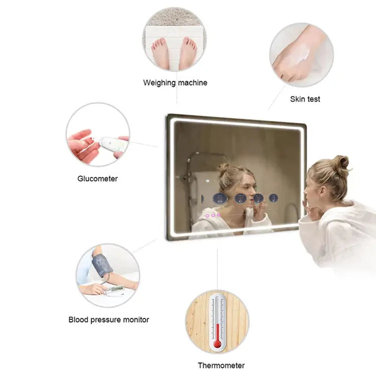 Smart Mirror for Hotel & Home Touch Screen Android TV with WIFI Apps Backlit Light for Bedroom & Living Room Use