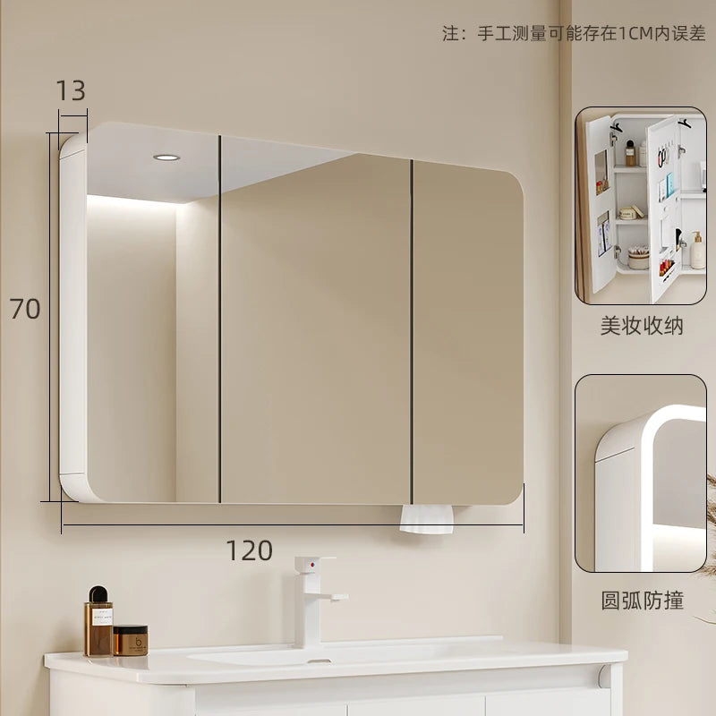 Luxury Mirror Bathroom Cabinet Organizer Storage Partitions Medicine Cupboard Disinfecting Space Saver Gabinete Home Furniture