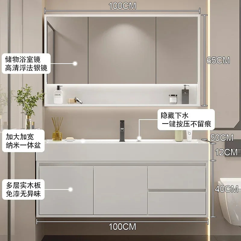 Makeup Luxury Bathroom Cabinet Rack Storage Mirror Vanity Bathroom Cabinet Shower Organizer Ergonomic Vestidores Hotel Furniture