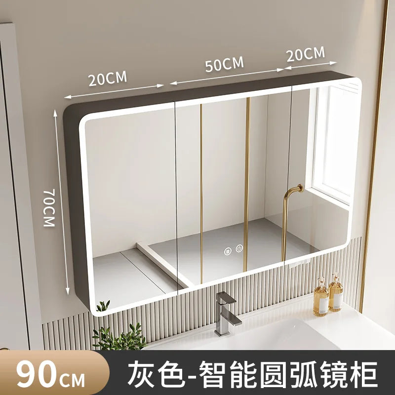 Luxury Mirror Bathroom Cabinet Organizer Storage Partitions Medicine Cupboard Disinfecting Space Saver Gabinete Home Furniture