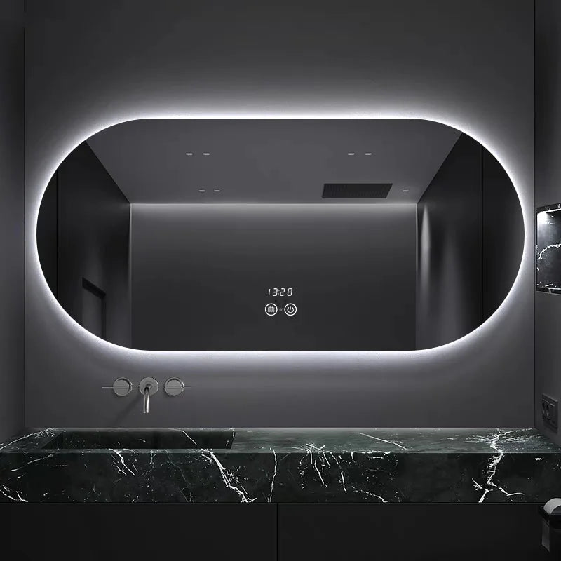 Room Decoration Oval Smart Bathroom Mirror Hotel Toilet Mirror LED Lighted Bathroom Mirror Wall Mounted Smart Decorative Mirrors