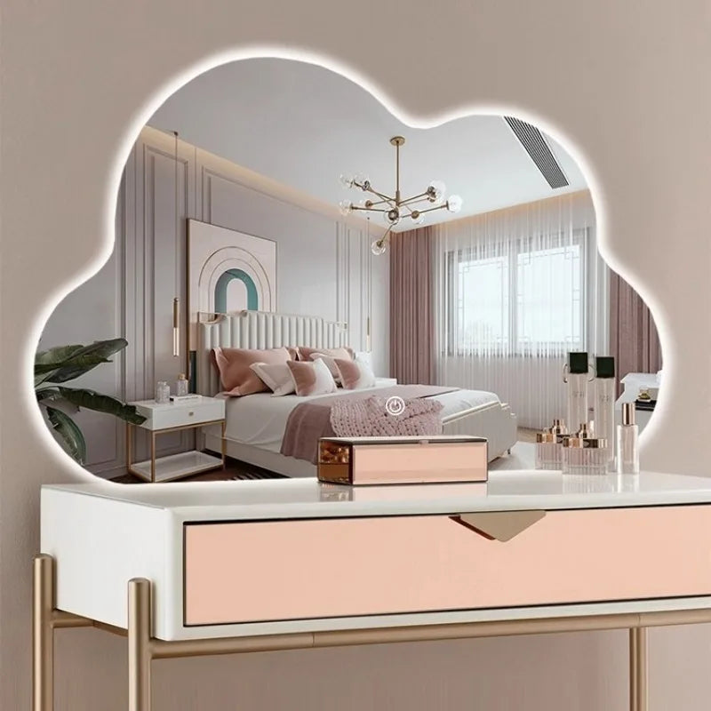 Wall Mount Decorative Mirrors Cloud Glass Mirrors for Makeup Dressing Table Mirror with Led Lighting Bathrooms Decorations