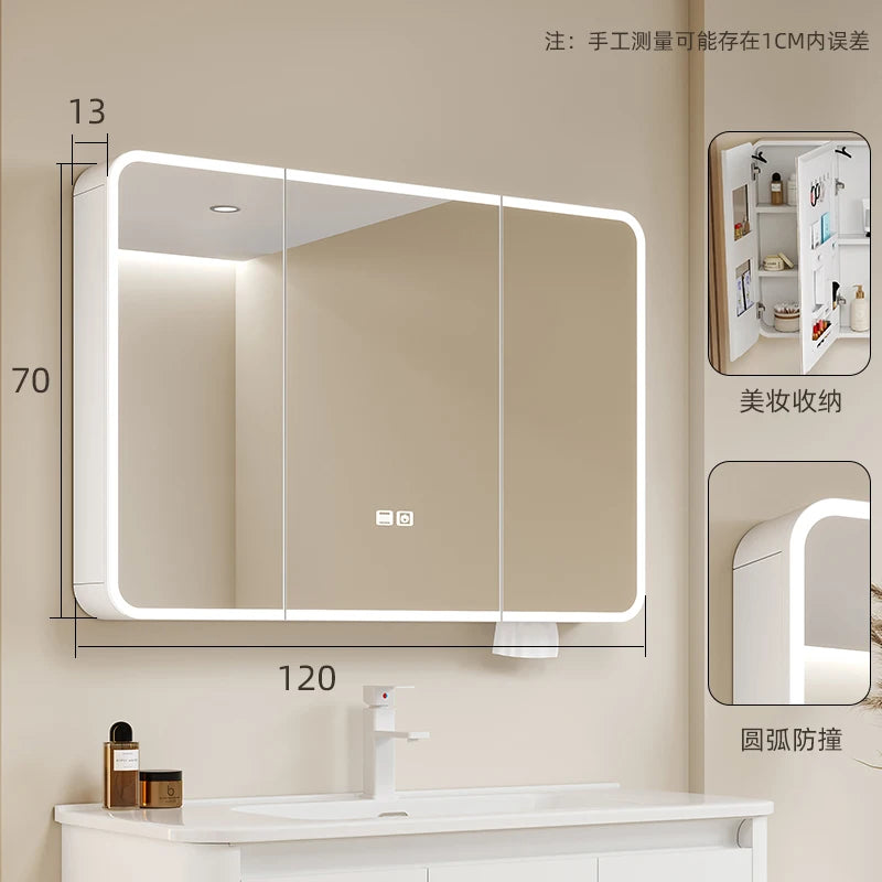 Luxury Mirror Bathroom Cabinet Organizer Storage Partitions Medicine Cupboard Disinfecting Space Saver Gabinete Home Furniture