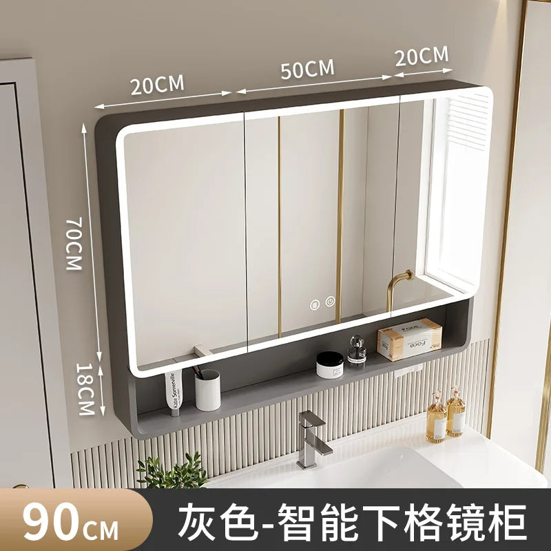 Luxury Mirror Bathroom Cabinet Organizer Storage Partitions Medicine Cupboard Disinfecting Space Saver Gabinete Home Furniture