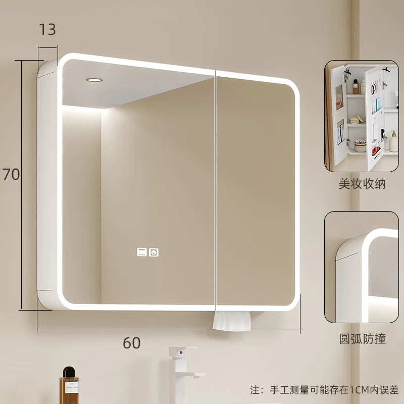Luxury Mirror Bathroom Cabinet Organizer Storage Partitions Medicine Cupboard Disinfecting Space Saver Gabinete Home Furniture
