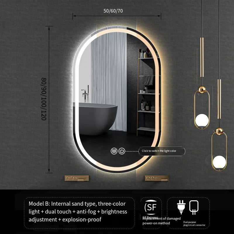 Lighted LED Bathroom Mirror,Wall Mounted Dimmable 3 Colors Makeup Mirror with Bright Back Lit - Smart Mirror Anti Fog with Touch