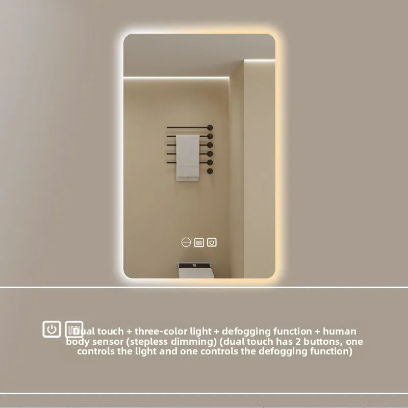 New Smart Mirror Wall Hanging LED High Definition Induction Anti-fog Bathroom Mirror Touch Screen 23.5 * 15.5 Inches Vanity