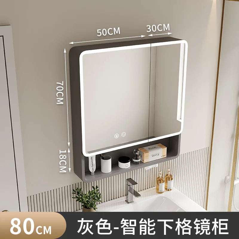 Luxury Mirror Bathroom Cabinet Organizer Storage Partitions Medicine Cupboard Disinfecting Space Saver Gabinete Home Furniture