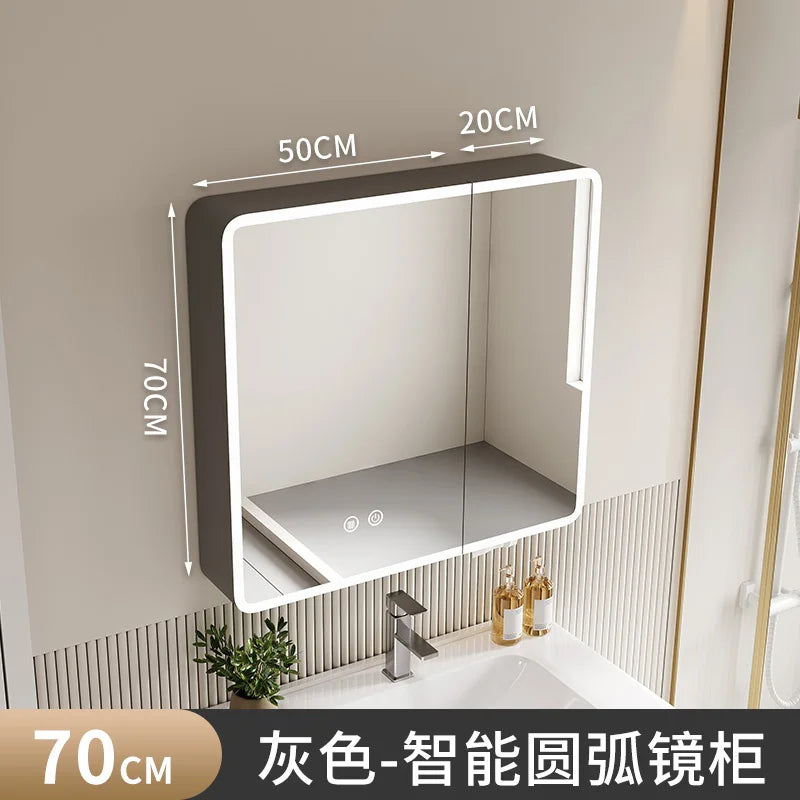 Luxury Mirror Bathroom Cabinet Organizer Storage Partitions Medicine Cupboard Disinfecting Space Saver Gabinete Home Furniture