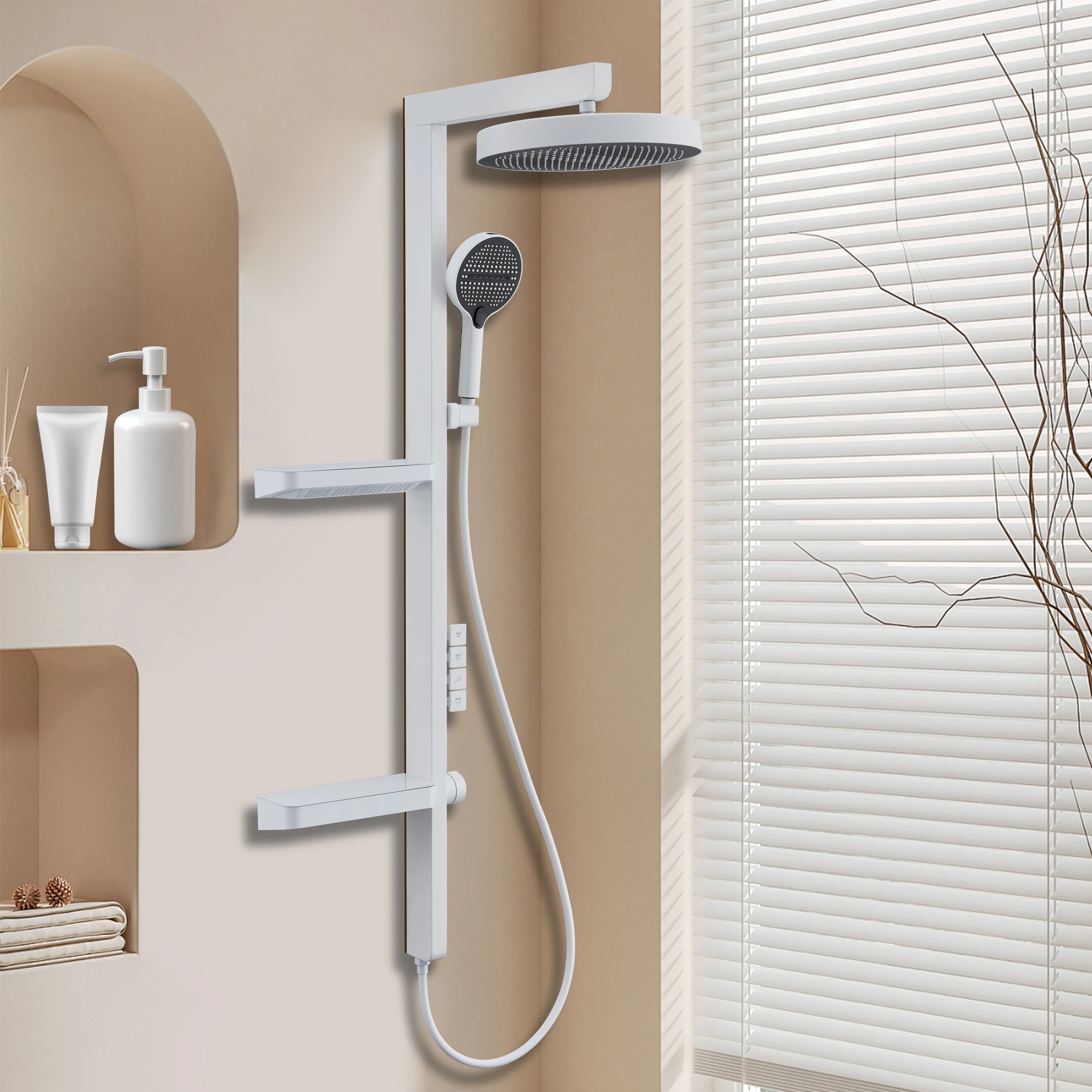 Luxury Bathroom Smart Rainfall Shower System Wall Mounted LED Digital Display Temperature Mixer Waterfall Rain Shower Faucet Set