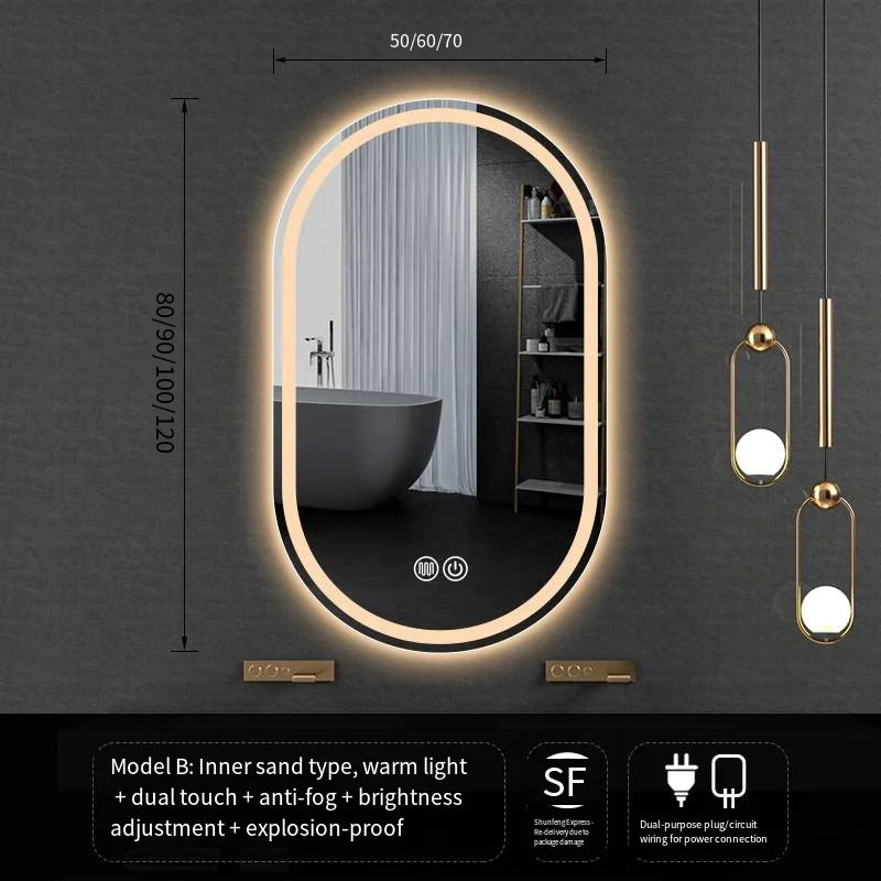 Lighted LED Bathroom Mirror,Wall Mounted Dimmable 3 Colors Makeup Mirror with Bright Back Lit - Smart Mirror Anti Fog with Touch