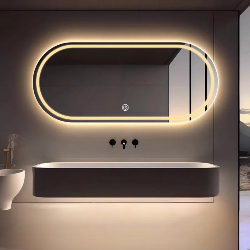 Room Decoration Oval Smart Bathroom Mirror Hotel Toilet Mirror LED Lighted Bathroom Mirror Wall Mounted Smart Decorative Mirrors