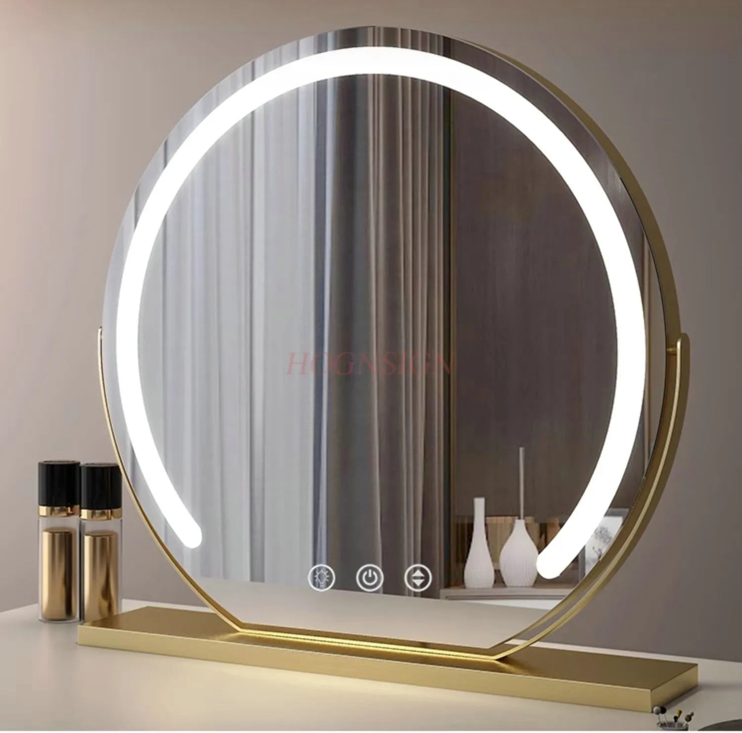 LED makeup mirror with lamp desktop intelligent dressing mirror high-end beauty salon master bedroom large mirror