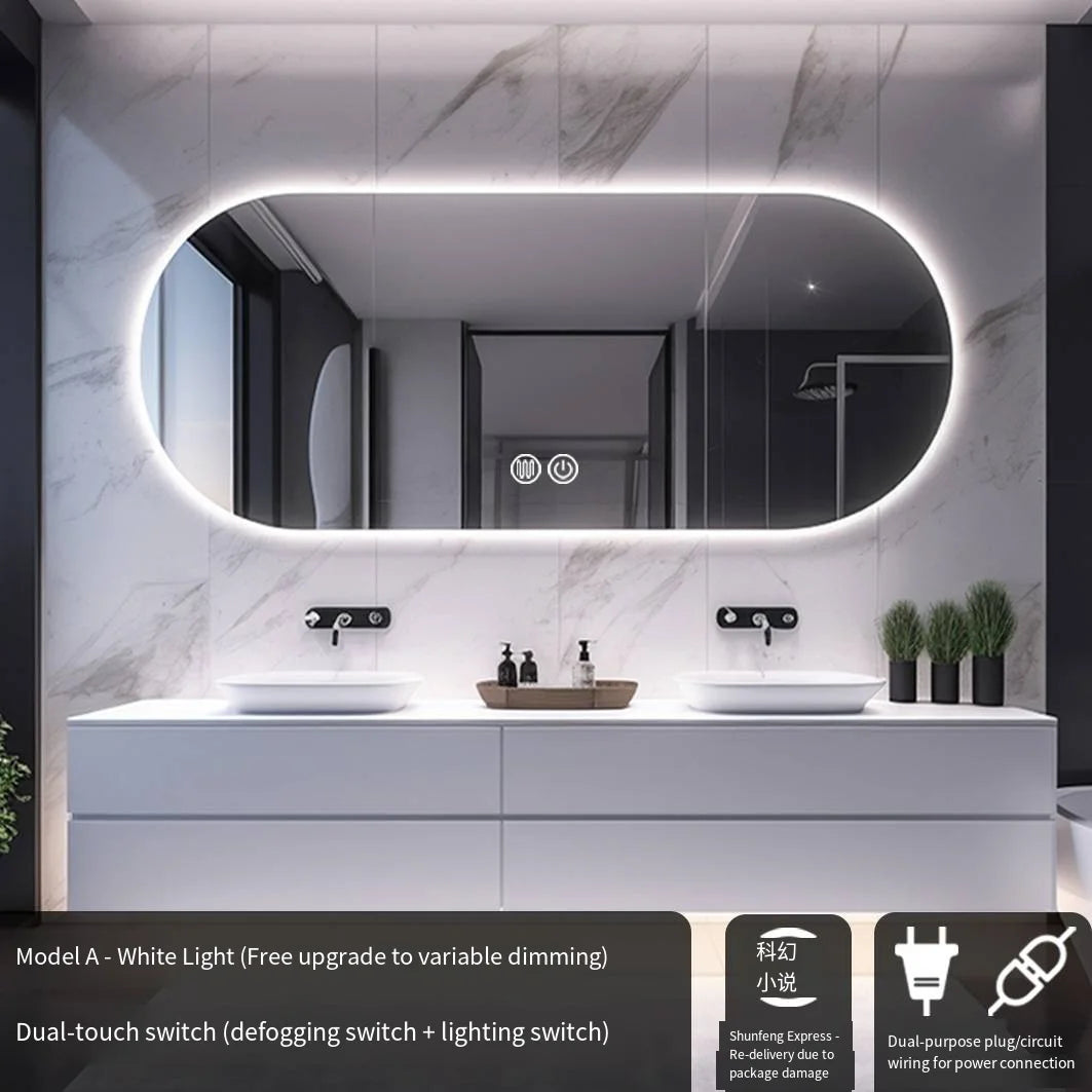 Lighted LED Bathroom Mirror,Wall Mounted Dimmable 3 Colors Makeup Mirror with Bright Back Lit - Smart Mirror Anti Fog with Touch