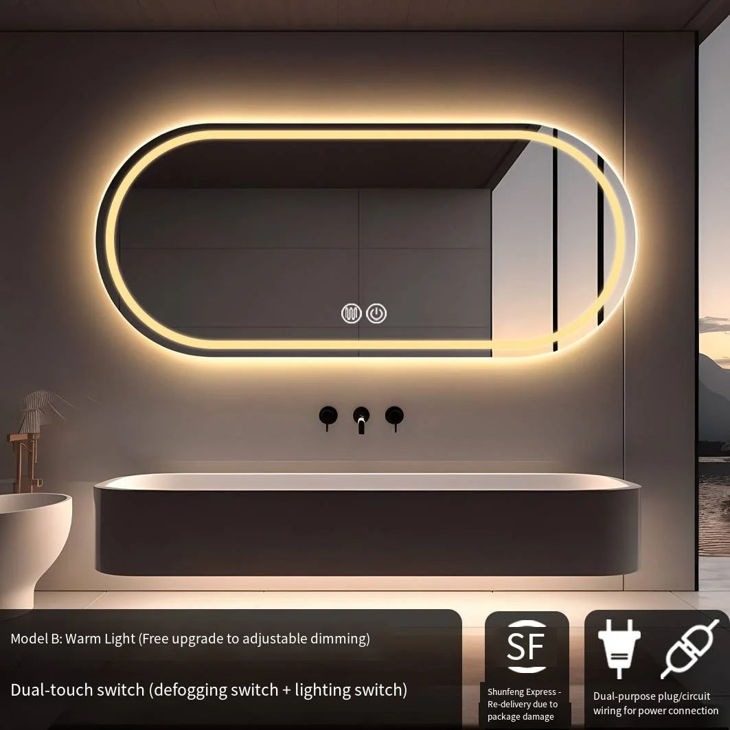 Lighted LED Bathroom Mirror,Wall Mounted Dimmable 3 Colors Makeup Mirror with Bright Back Lit - Smart Mirror Anti Fog with Touch
