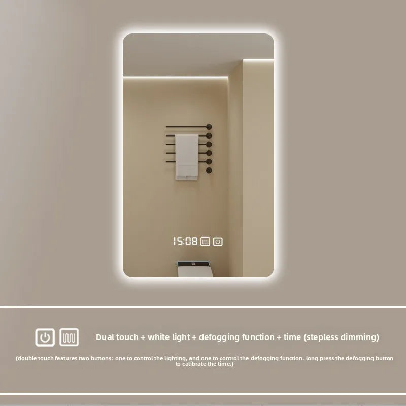 New Smart Mirror Wall Hanging LED High Definition Induction Anti-fog Bathroom Mirror Touch Screen 23.5 * 15.5 Inches Vanity