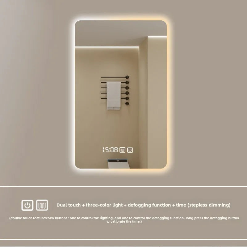 New Smart Mirror Wall Hanging LED High Definition Induction Anti-fog Bathroom Mirror Touch Screen 23.5 * 15.5 Inches Vanity