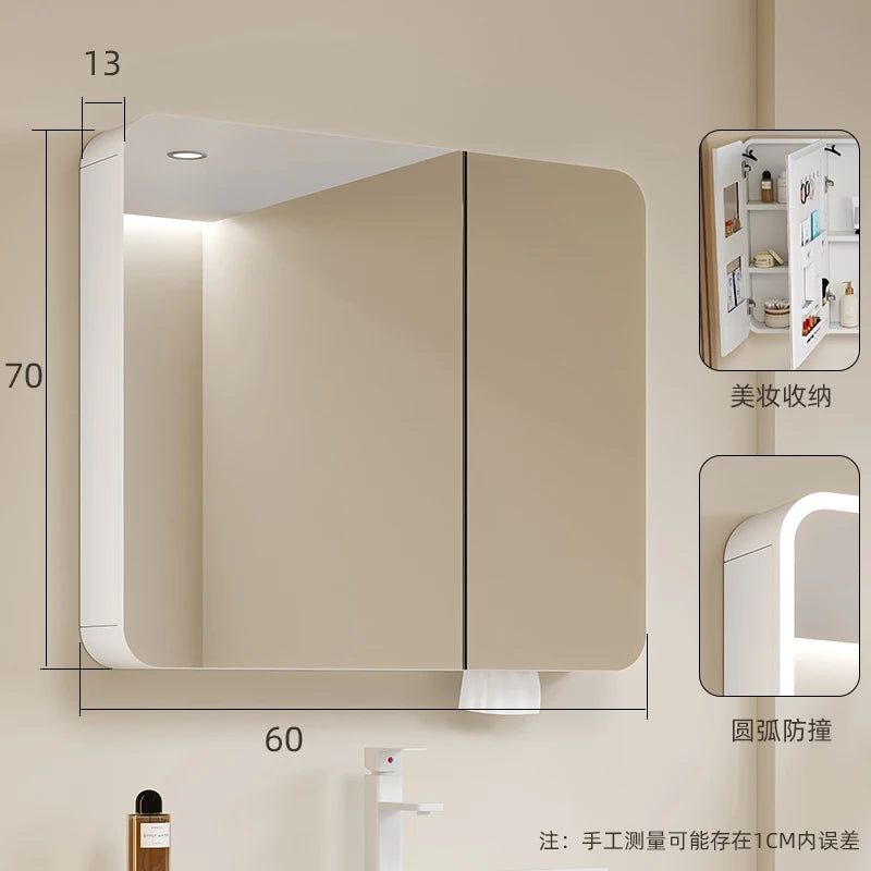 Luxury Mirror Bathroom Cabinet Organizer Storage Partitions Medicine Cupboard Disinfecting Space Saver Gabinete Home Furniture